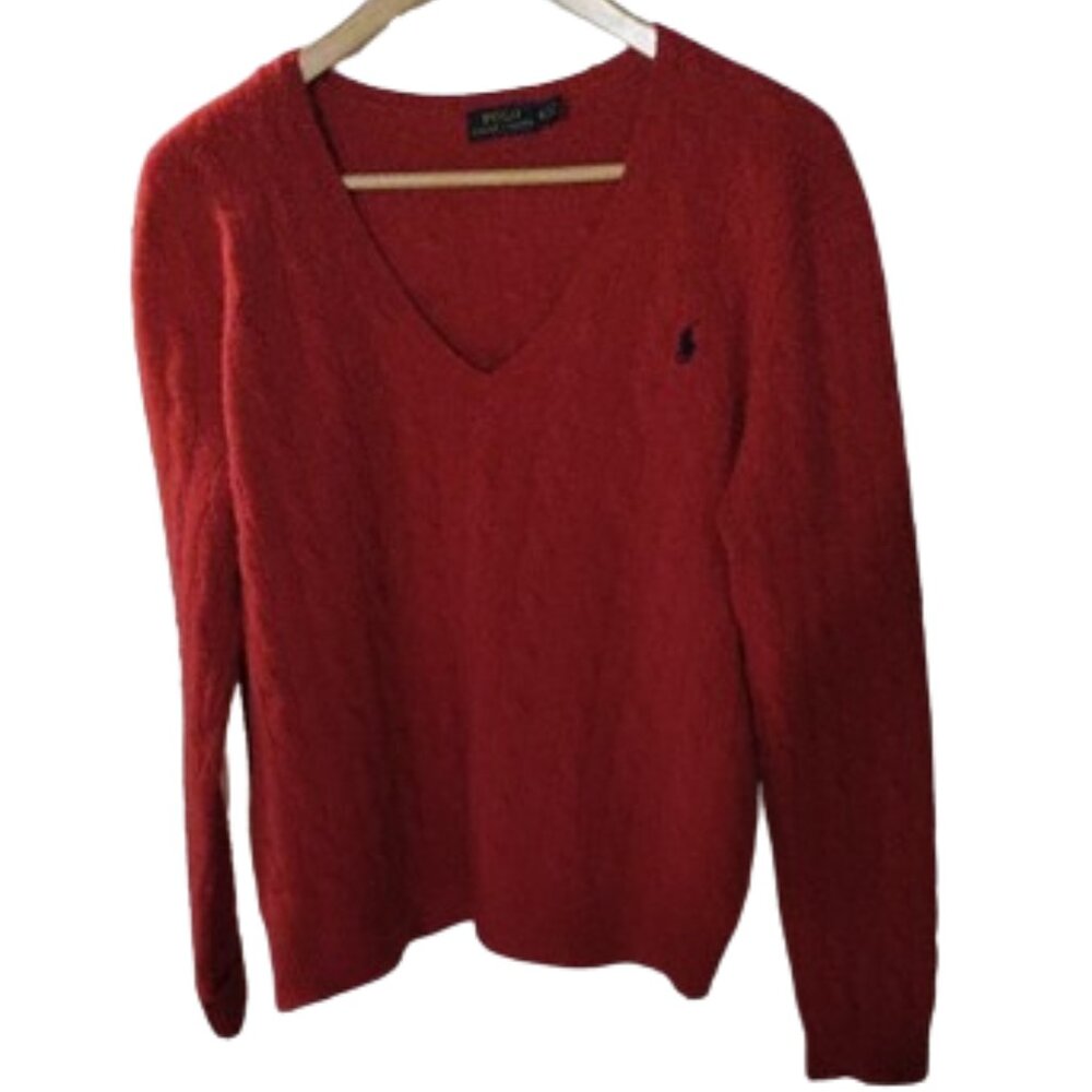 Polo by Ralph Lauren Bright Red V-Neck Sweater